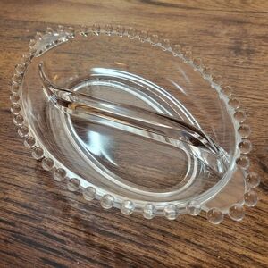 Vintage Glass Candy Olive Dish w/ Dotted Edge